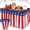3 Pack 4th of July Plastic Table Skirts – Red, White & Blue Patriotic Disposable Table Skirts for Independence Day, Memorial Day, Veterans Day & 250th Anniversary Party Supplies